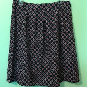 A-line Black Patterned Skirt